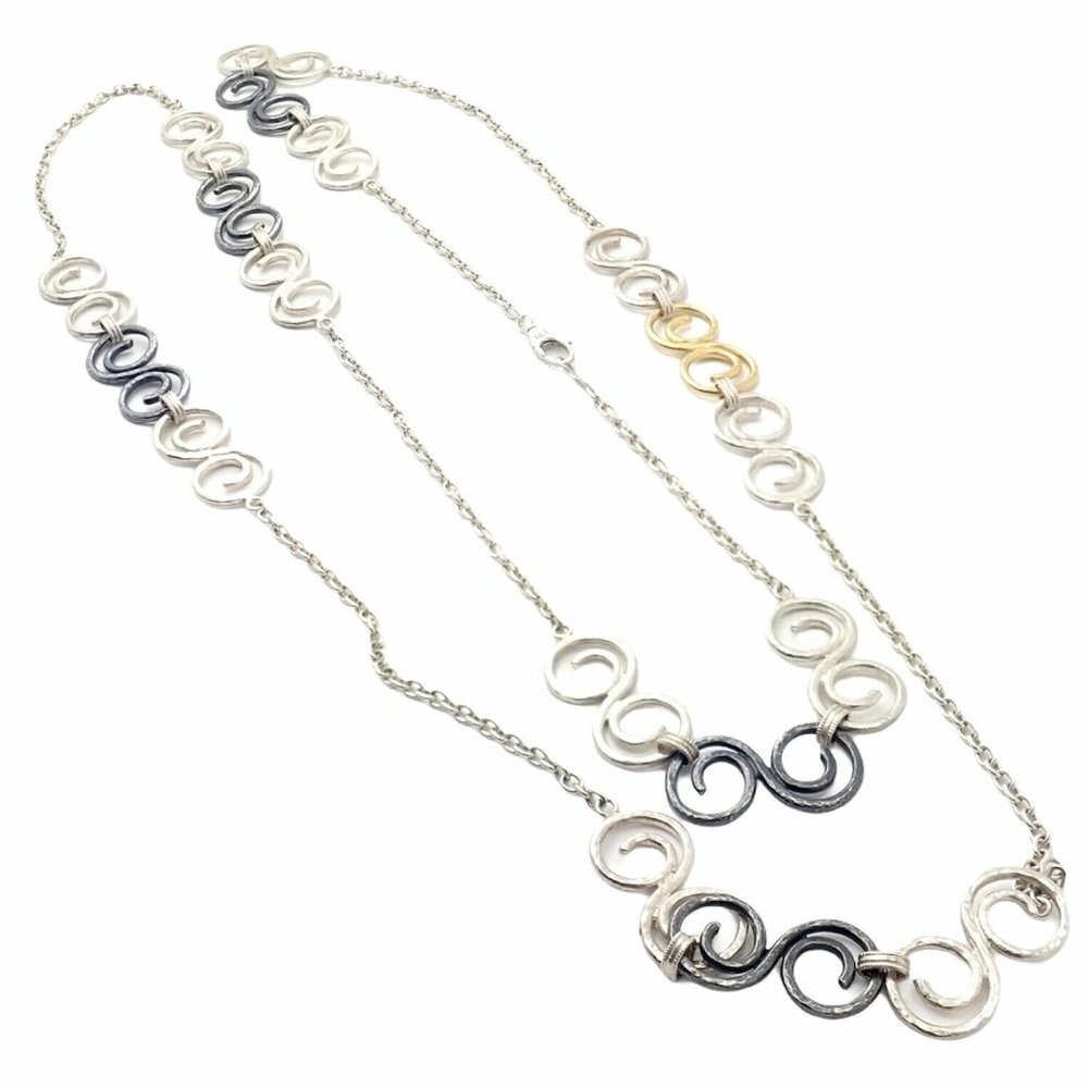 Authentic Gurhan 24k Yellow Gold Sterling Silver Long Curl Necklace 46"​
